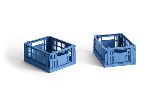 HAY Colour Crate folde opbevaringskasse mini sæt af to stk Electric Blue